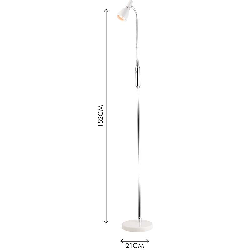 EMIL Simple Style Stehleuchte Dekorativer Bodenstrahler mit flexiblem Arm Shinny White GU10 Dim