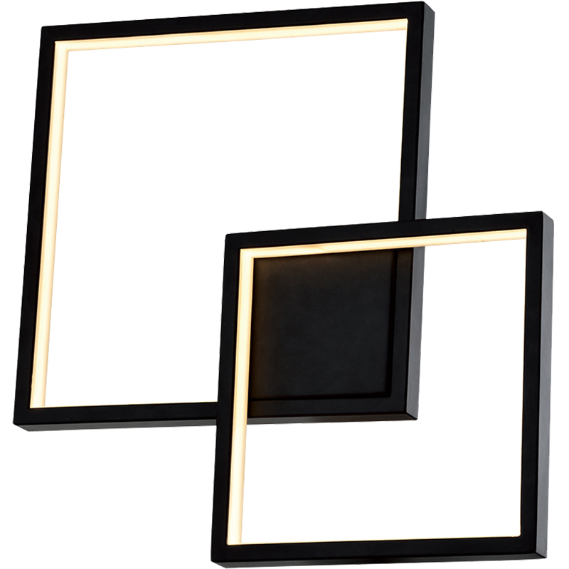 Blendfreie, weiche LED-Lichtstreifen-Doppelquadrat-Deckenleuchte, Durchmesser 32 cm, Sandschwarz, DIM