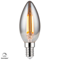 Rauchfarbene 230-V-LED-C35-Kerzenlampe mit E14-Sockel, 4 W Leistung und Dimmfunktion