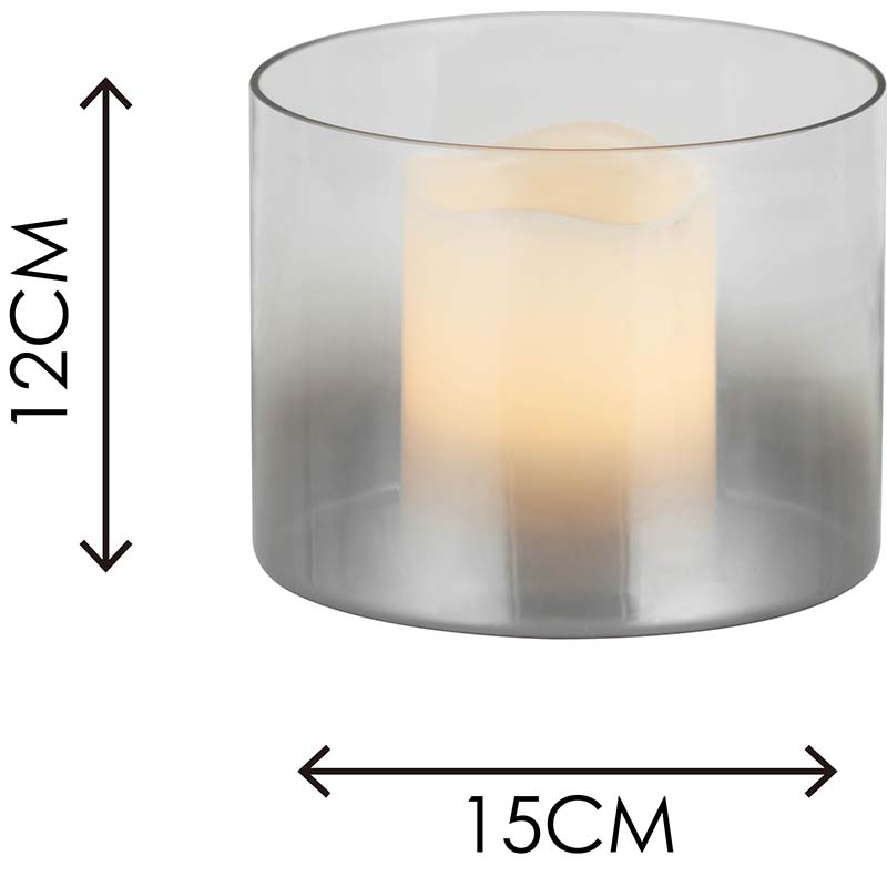 Wunderschön gestalteter Kerzenhalter oder Vase aus Glas mit eleganter Dekoration, 15 cm Durchmesser und 12 cm Höhe