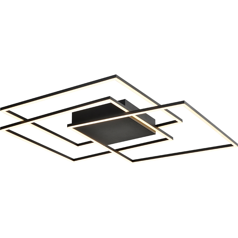 Moderne, blendfreie, weiche LED-Lichtstreifen-Deko-Quadrat-Deckenleuchte, Durchmesser 75 cm, DIM