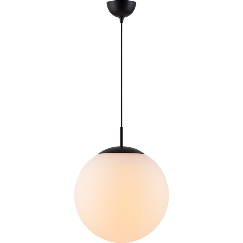 Simple Light Hanging Adjustable Opal Gras Ball Pendelleuchte Ø35cm Mattschwarz E27