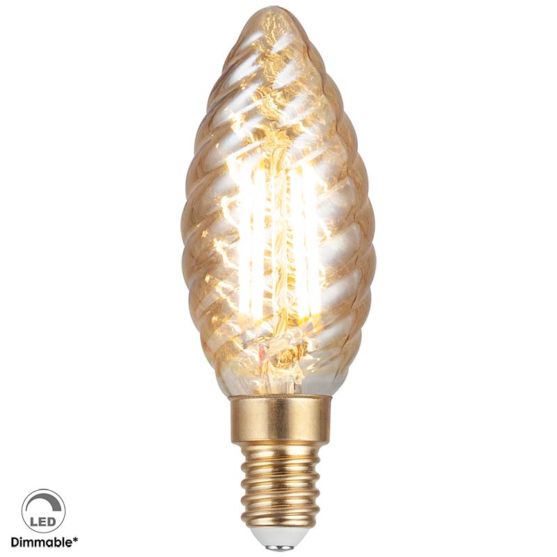 Beleuchtung mit der 230 V E14 C35 Twist LED 4 W dimmbaren bernsteinfarbenen Glühbirne