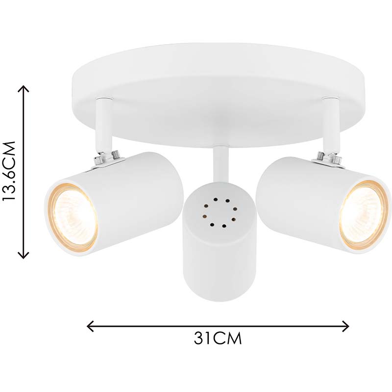 Schlichte und elegante dekorative Deckenleuchte mit drei GU10-Lampen in Sandy White