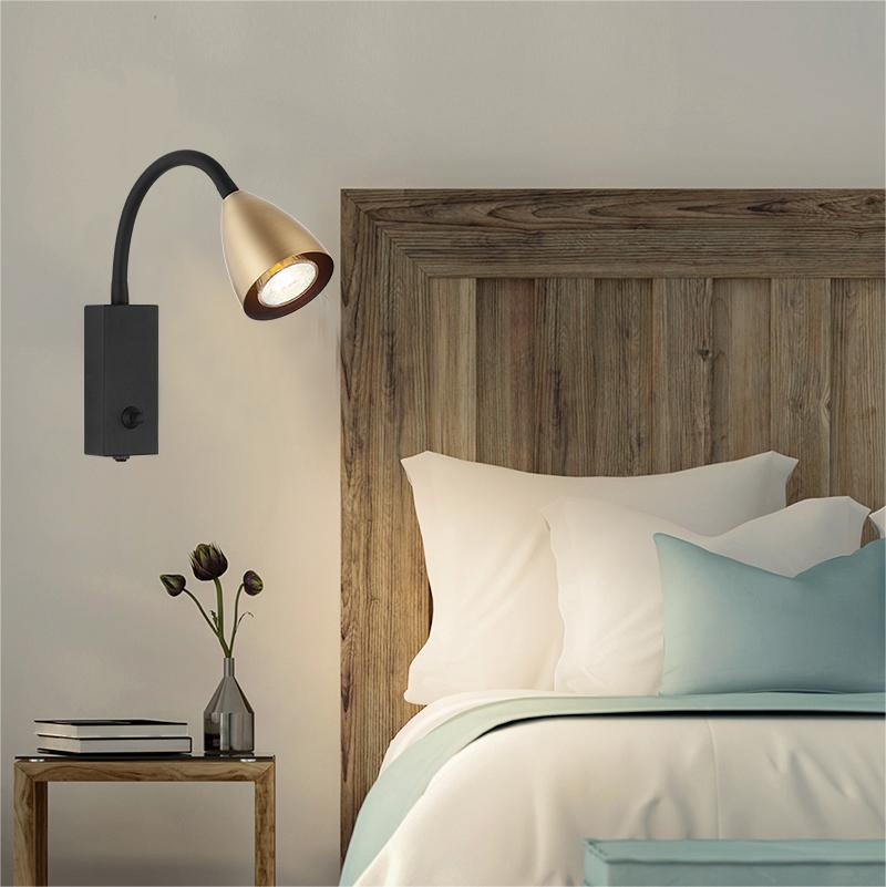 Nordic Modern Wall Spot Light Home Dekoratives Licht mit Flexarm Sand Schwarz GU10 Dim