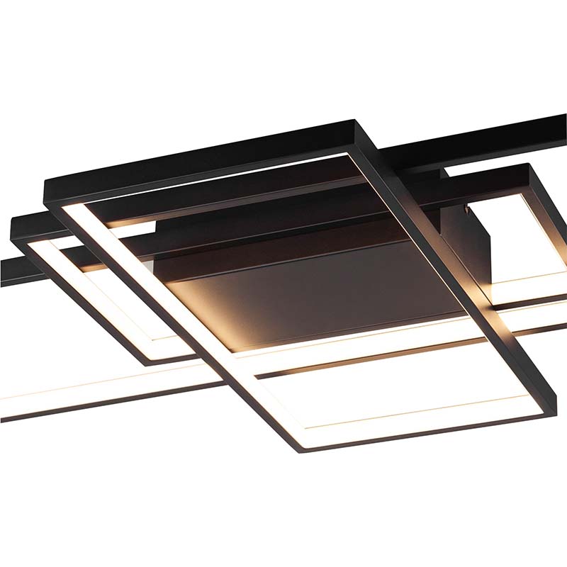 Moderne einfache LED-Lichtstreifen-3-Rechteck-Deckenleuchte Sandschwarz L100cm DIM