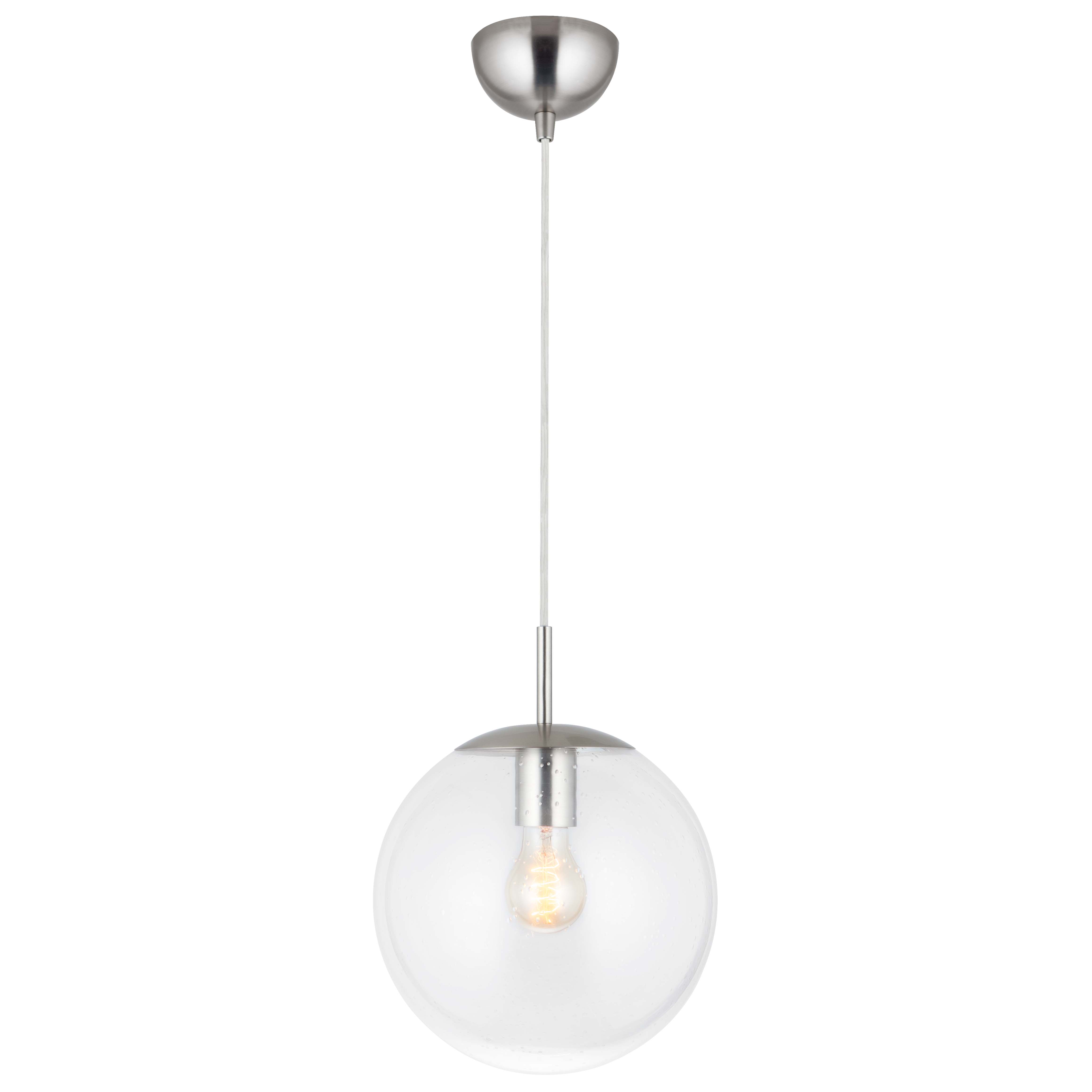 Simple Light Hanging Adjustable Clear Gras Ball Pendelleuchte Satin Dia25cm E27