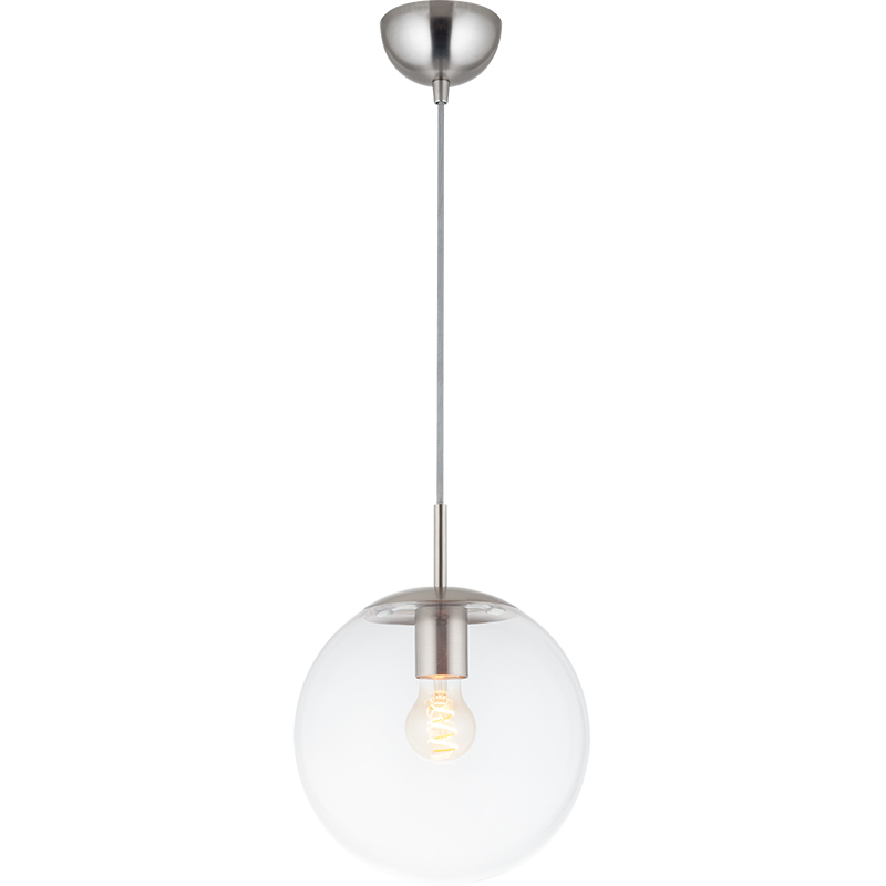 Simple Light Hanging Adjustable Clear Gras Ball Pendelleuchte Satin E27