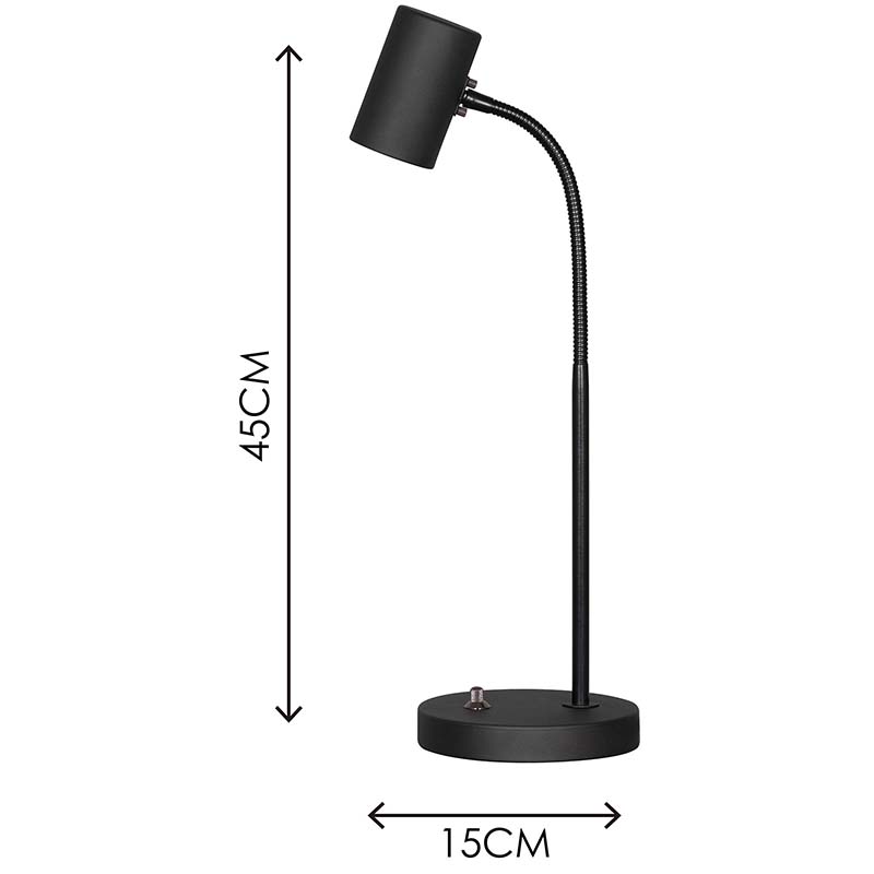 Eleganter Schreibtisch-Spot mit verstellbarem Arm und dimmbarer GU10-Lampe