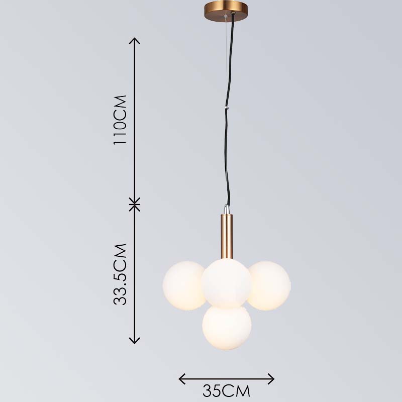 LOLLIPOP Hanging Wire Light Chandelier Opalglas Verstellbarer Glaskugel-Anhänger 5lys G9