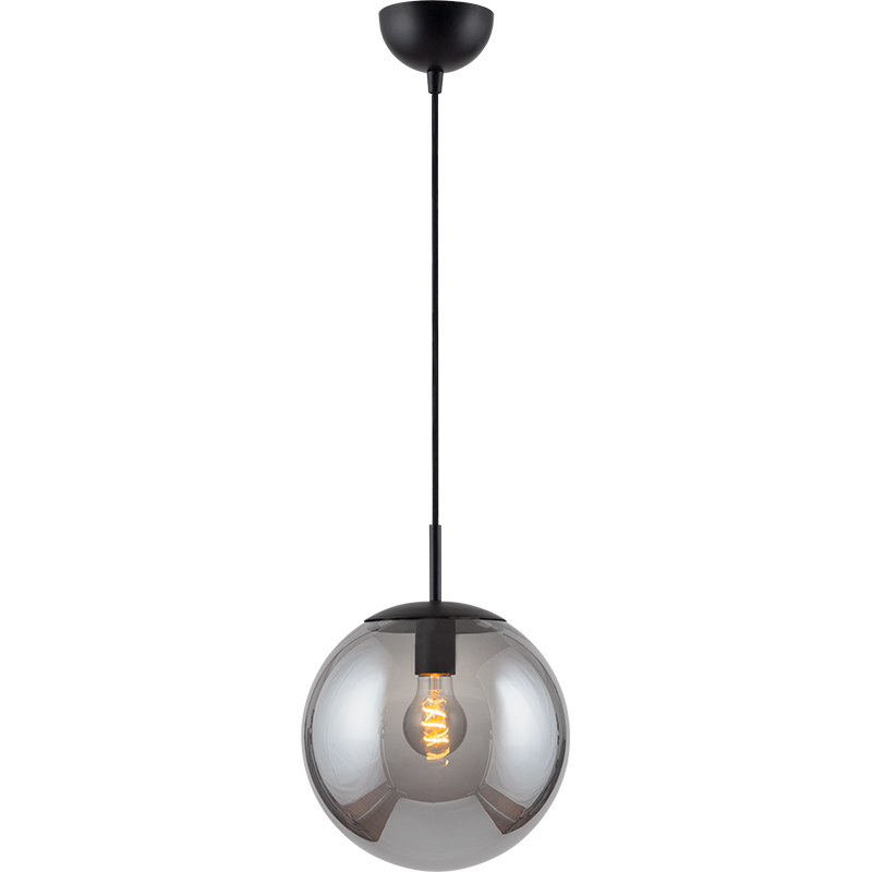 Simple Light Hanging Adjustable Smoke Grass Ball Pendelleuchte Mattschwarz Ø25cm E27