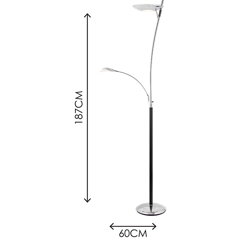 Elegantes Design mit zwei stufenlosen Dimmern am Mast Stehleuchte Kreative Stehleuchte Chrom Dim