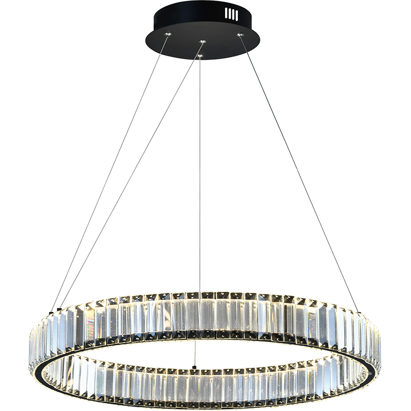 Elegante LED-Pendelleuchte mit klarem Kristall und blendfreiem weichem Licht 81cm