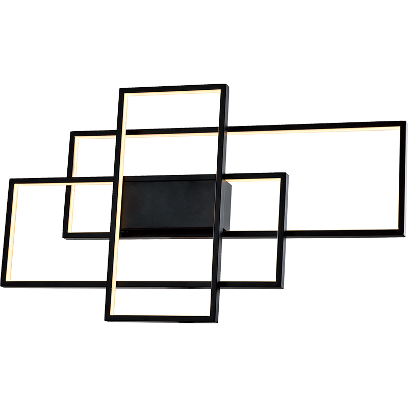 Moderne, blendfreie, weiche LED-Lichtleiste, 3-eckige Deckenleuchte, Durchmesser 70 cm, Sandschwarz, DIM