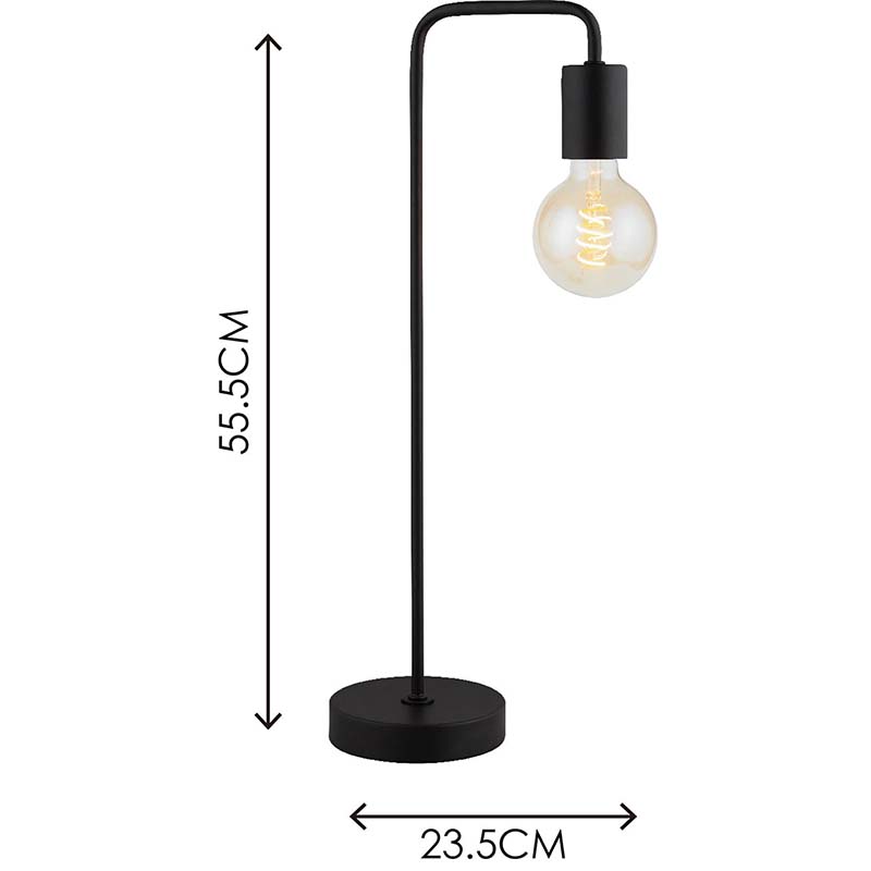 Schlichtes modernes authentisches Design Schreibtischlampe Vintage Industrie Tischlampe Mattschwarz E27