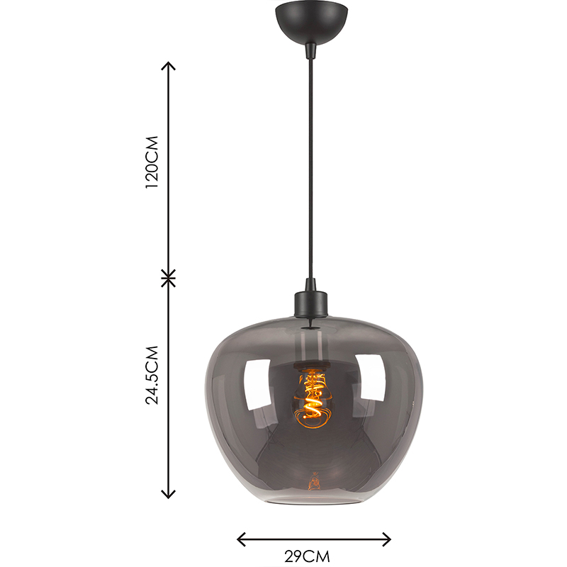 Modren Simple Light Kelly Chandelier Full Smoke Glass Verstellbare Pendelleuchte Dia29cm E27