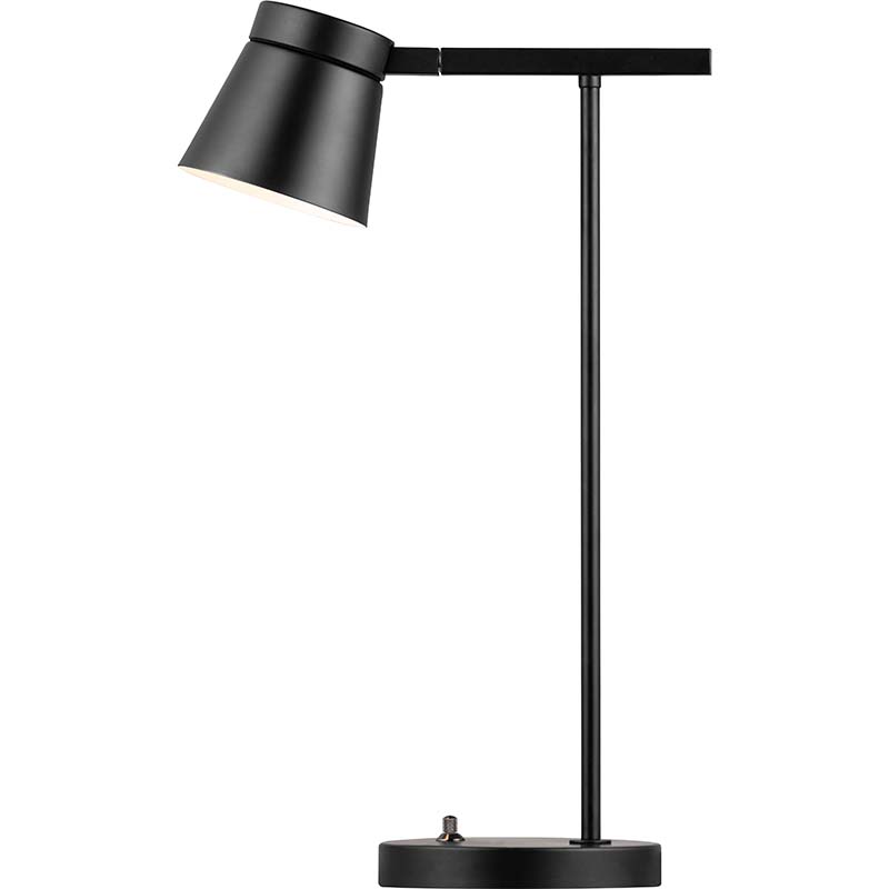 Ganz in Mattschwarz gehaltene Studierlampe mit G9-Fassung und Dimmer