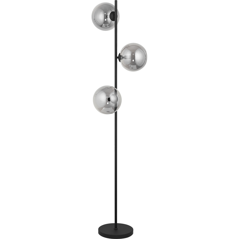 Elegantes nordisches authentisches Design Stehleuchte Smoke Globe Glas Stehlampe 3lys G9 Dim