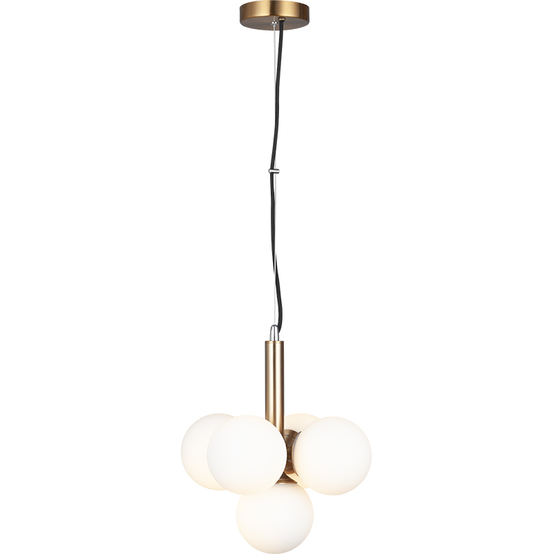 LOLLIPOP Hanging Wire Light Chandelier Opalglas Verstellbarer Glaskugel-Anhänger 5lys G9