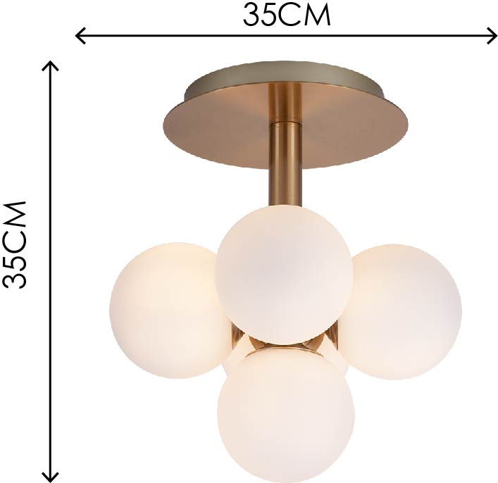 Edles Lollipop-Glasdesign für Deckeneinbauleuchte Opal Deckenleuchte 5lys G9