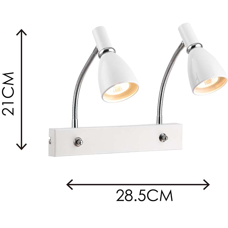 EMIL Nordic Modern Style Light Twin Wall Spot Light Home Study Light mit flexiblem Arm Weiß GU10 Dim